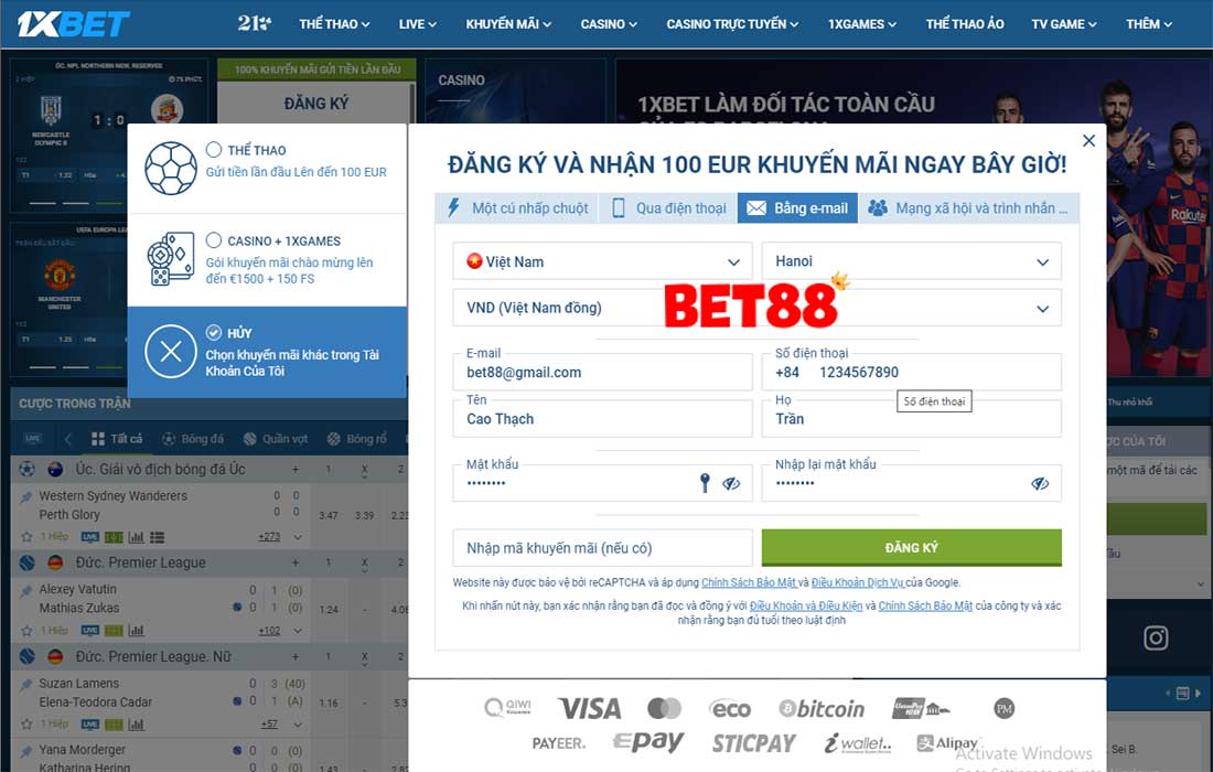 Đăng ký 1xBET
